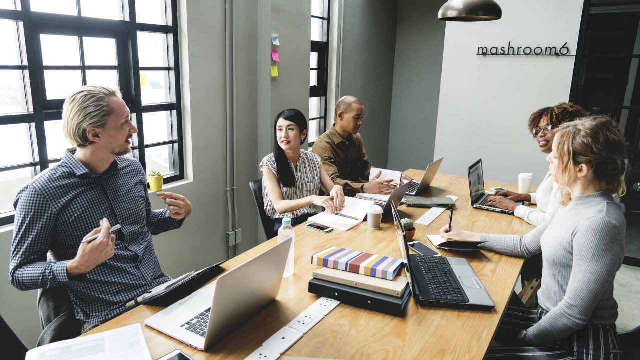 Diverse people working at an office